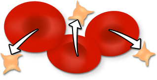 illustration of red blood cells releasing platelets